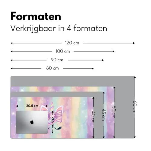 Eenhoorn - Glitters - Regenboog - Pastel Muismat XXL klein -sfeer5