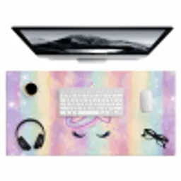 Eenhoorn - Glitters - Regenboog - Pastel Muismat XXL klein -3d