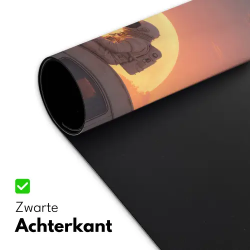 Busje - Kat - Zonsondergang - Oranje Muismat XXL klein -sfeer2