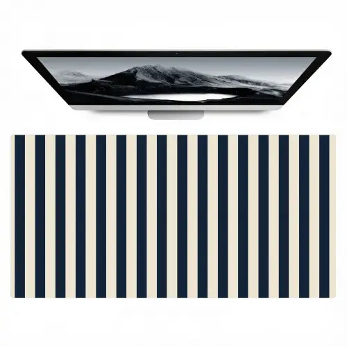 Verticale strepen - Blauw - Crème Muismat XXL klein 681 -zzz3d