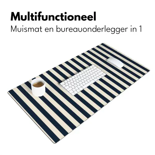 Verticale strepen - Blauw - Crème Muismat XXL klein 681 -sfeer4