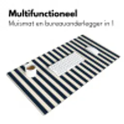 Verticale strepen - Blauw - Crème Muismat XXL klein 681 -sfeer4