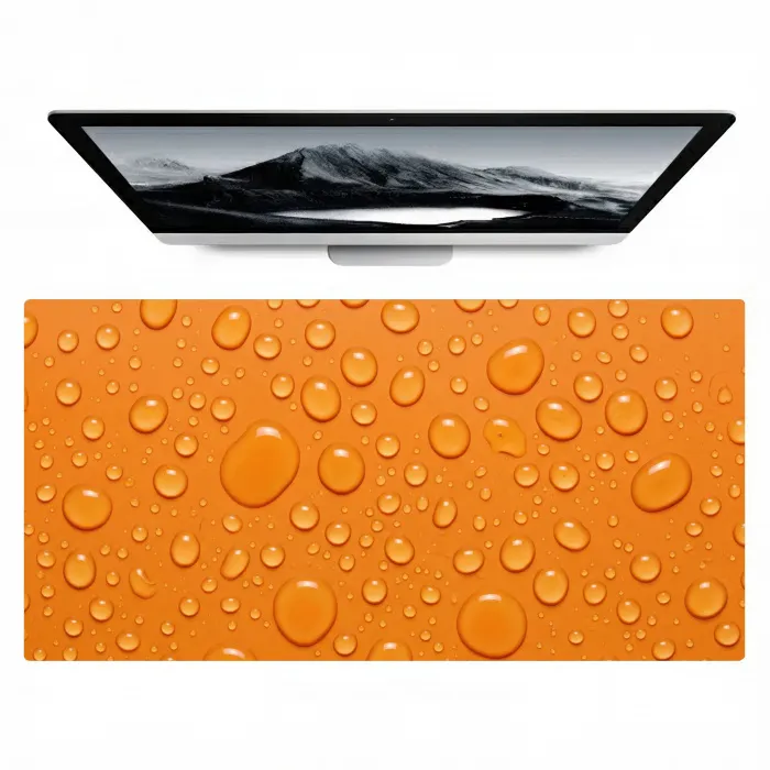 Water - Druppels - Oranje Muismat XXL klein -zzz3d