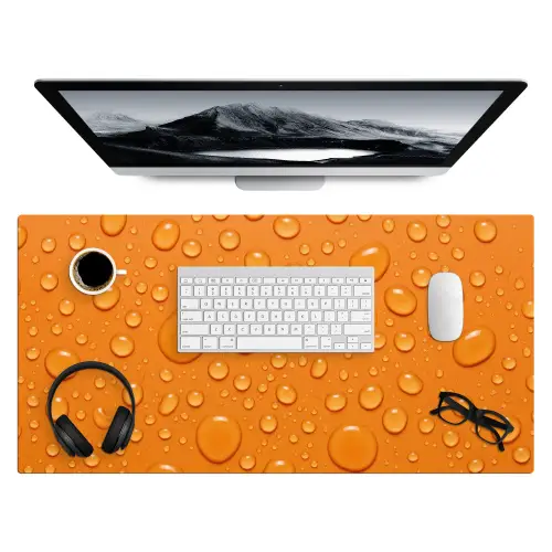 Water - Druppels - Oranje Muismat XXL klein -3d