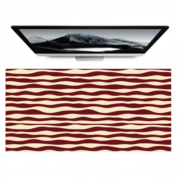 Golven - Rood - Patroon - Crème Muismat XXL klein 681 -zzz3d