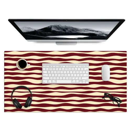 Golven - Rood - Patroon - Crème Muismat XXL klein 681 -3d
