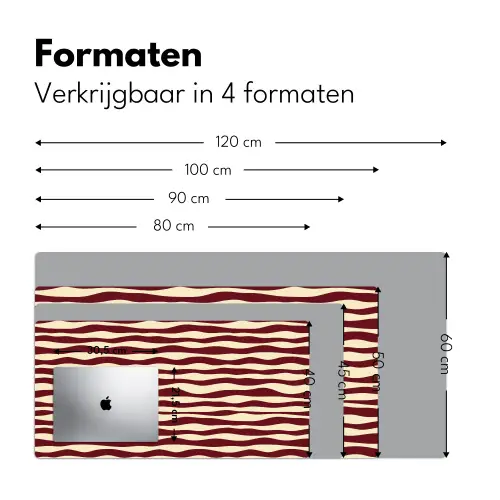 Golven - Rood - Patroon - Crème Muismat XXL klein 681 -sfeer5