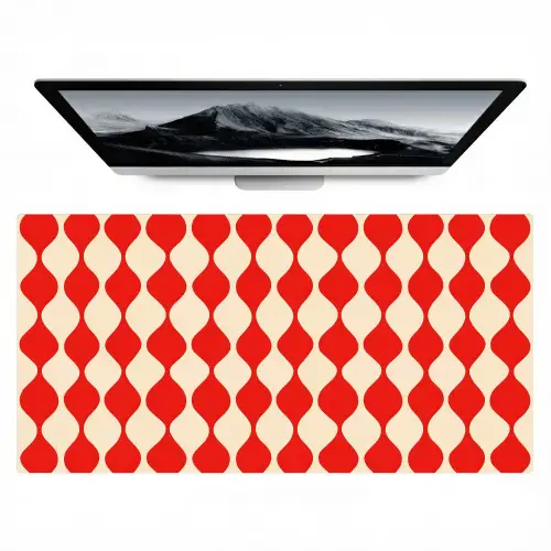 Golvend patroon - Retro - Rood - Beige Muismat XXL klein 681 -zzz3d