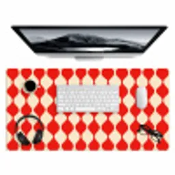 Golvend patroon - Retro - Rood - Beige Muismat XXL klein 681 -3d