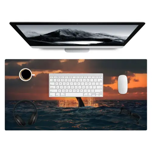 Walvis staart - Water - Zonsondergang Muismat XXL klein -3d
