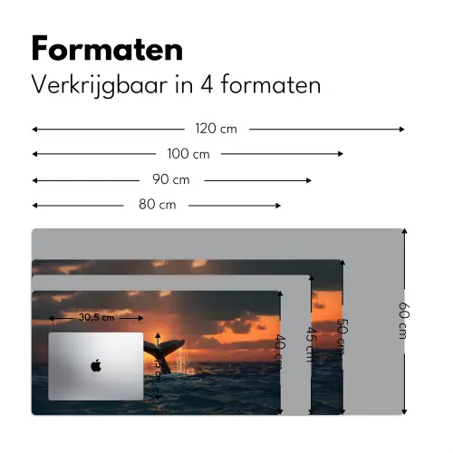 Walvis staart - Water - Zonsondergang Muismat XXL klein -sfeer5