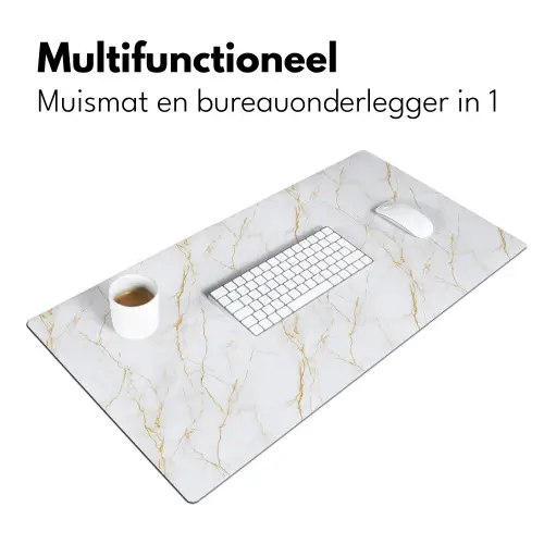 Wit - Marmer - Goud - Luxueus Muismat XXL klein 681 -sfeer4