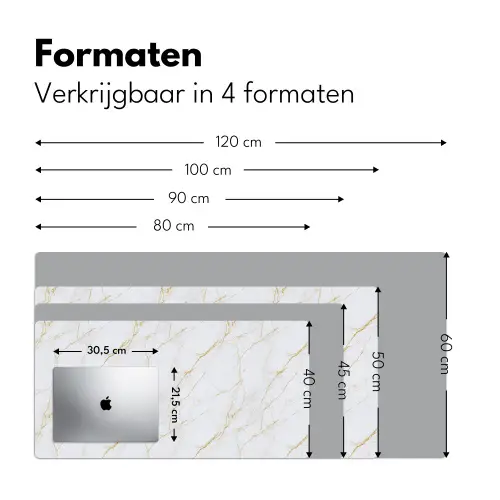 Wit - Marmer - Goud - Luxueus Muismat XXL klein 681 -sfeer5
