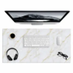 Wit - Marmer - Goud - Luxueus Muismat XXL klein 681 -3d