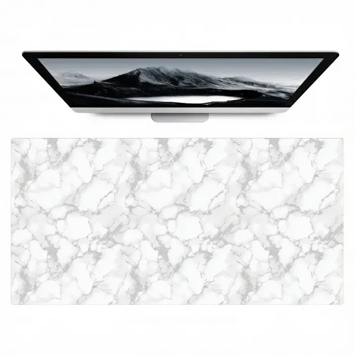 Wit - Marmer - Grijs Muismat XXL klein 681 -zzz3d