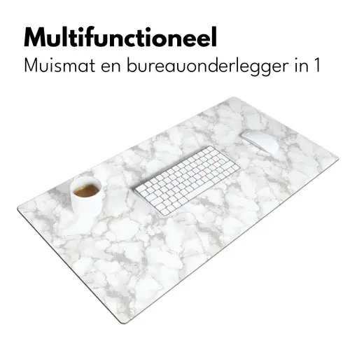 Wit - Marmer - Grijs Muismat XXL klein 681 -sfeer4