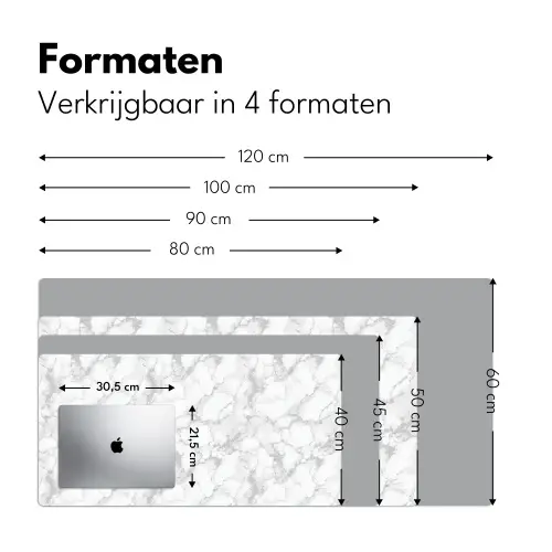 Wit - Marmer - Grijs Muismat XXL klein 681 -sfeer5