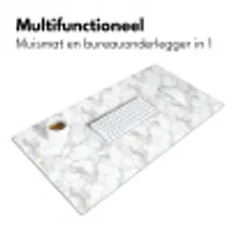 Wit - Marmer - Grijs Muismat XXL klein 681 -sfeer4