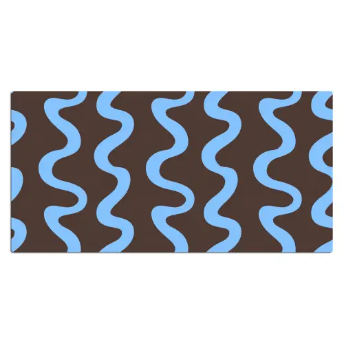 Kronkelende lijnen - Blauw - Bruin - Minimalistisch Muismat XXL klein 681 -3d_leeg
