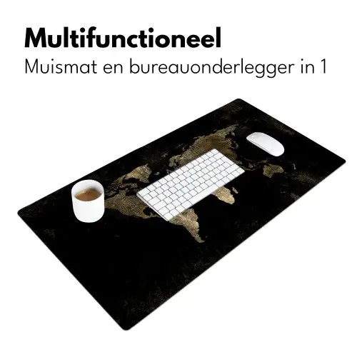 Wereldkaart - Zwart - Goud Muismat XXL klein -sfeer4