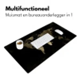 Wereldkaart - Zwart - Goud Muismat XXL klein -sfeer4