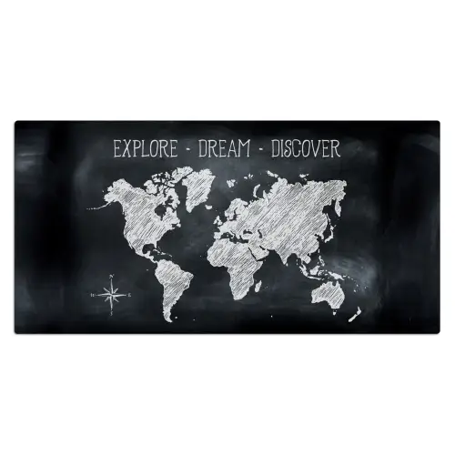 Wereldkaart - Krijtbord - Quote Muismat XXL klein -3d_leeg