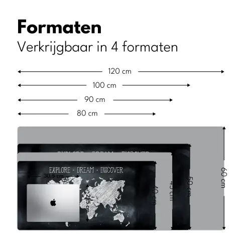 Wereldkaart - Krijtbord - Quote Muismat XXL klein -sfeer5