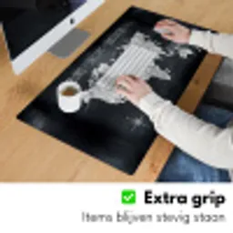 Wereldkaart - Krijtbord - Quote Muismat XXL klein -sfeer3