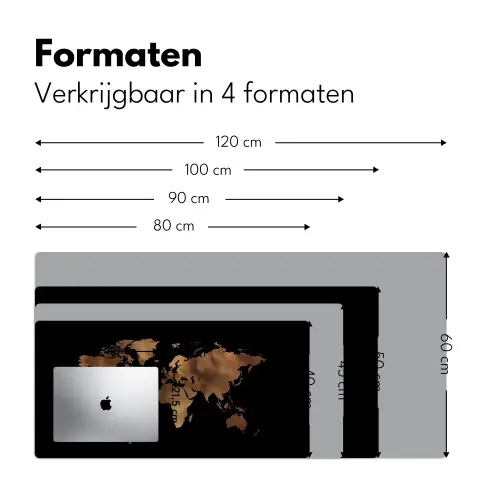 Wereldkaart - Leer - Bruin Muismat XXL klein -sfeer5