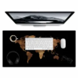Wereldkaart - Leer - Bruin Muismat XXL klein -3d