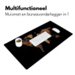 Wereldkaart - Leer - Bruin Muismat XXL klein -sfeer4
