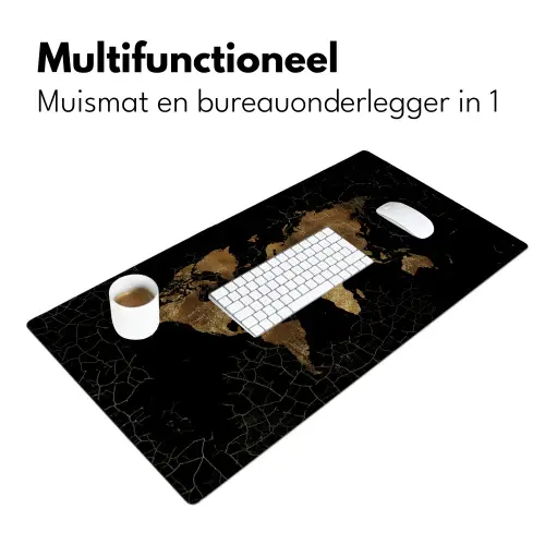 Wereldkaart - Marmer - Goud Muismat XXL klein -sfeer4