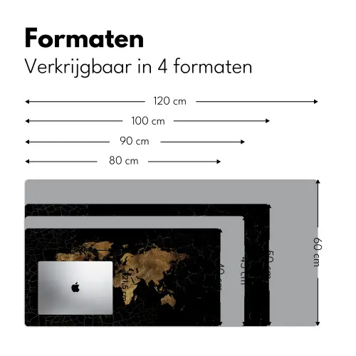 Wereldkaart - Marmer - Goud Muismat XXL klein -sfeer5