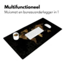 Wereldkaart - Marmer - Goud Muismat XXL klein -sfeer4