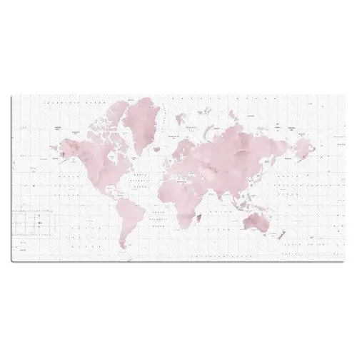 Wereldkaart - Roze - Marmer Muismat XXL klein -3d_leeg