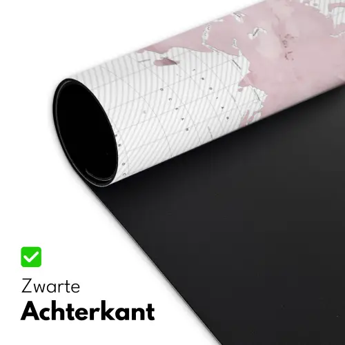Wereldkaart - Roze - Marmer Muismat XXL klein -sfeer2