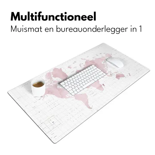 Wereldkaart - Roze - Marmer Muismat XXL klein -sfeer4
