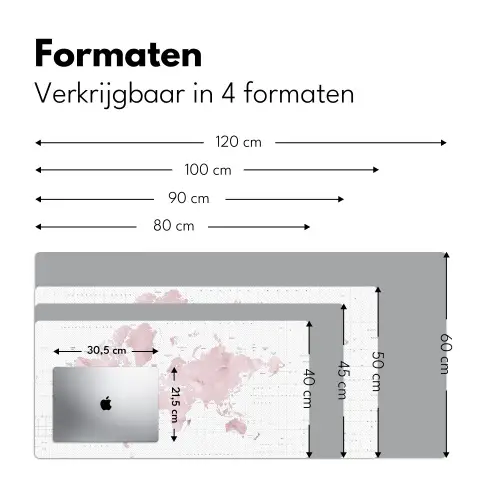 Wereldkaart - Roze - Marmer Muismat XXL klein -sfeer5