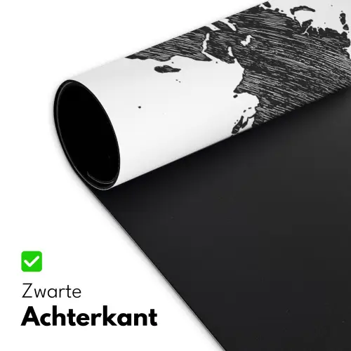 Wereldkaart - Quote - Zwart - Wit Muismat XXL klein -sfeer2