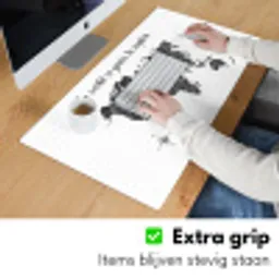 Wereldkaart - Quote - Zwart - Wit Muismat XXL klein -sfeer3