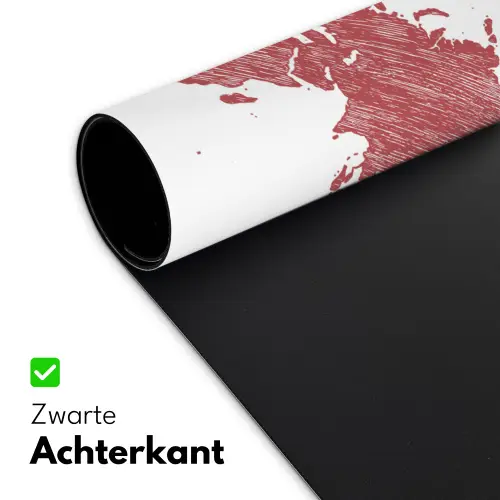 Wereldkaart - Rood - Quote Muismat XXL klein -sfeer2