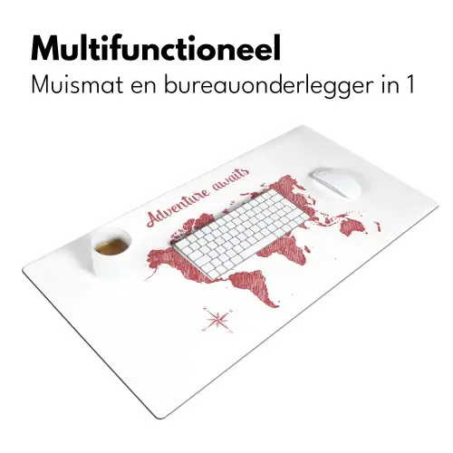Wereldkaart - Rood - Quote Muismat XXL klein -sfeer4