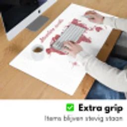 Wereldkaart - Rood - Quote Muismat XXL klein -sfeer3