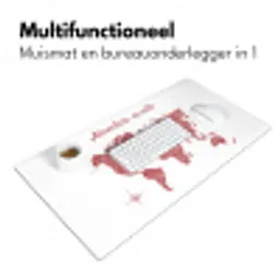 Wereldkaart - Rood - Quote Muismat XXL klein -sfeer4