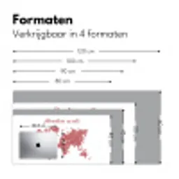 Wereldkaart - Rood - Quote Muismat XXL klein -sfeer5