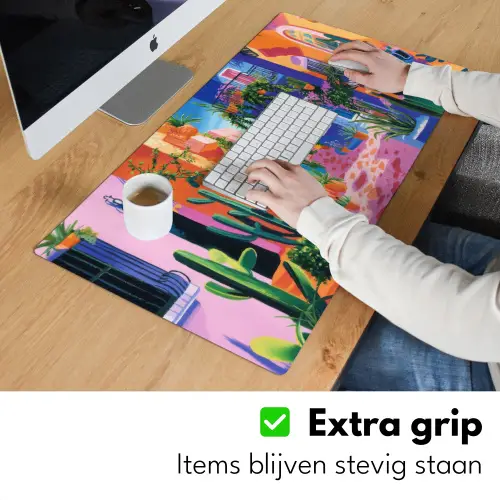Geel - Blauw - Oranje - Huis Muismat XXL klein -sfeer3