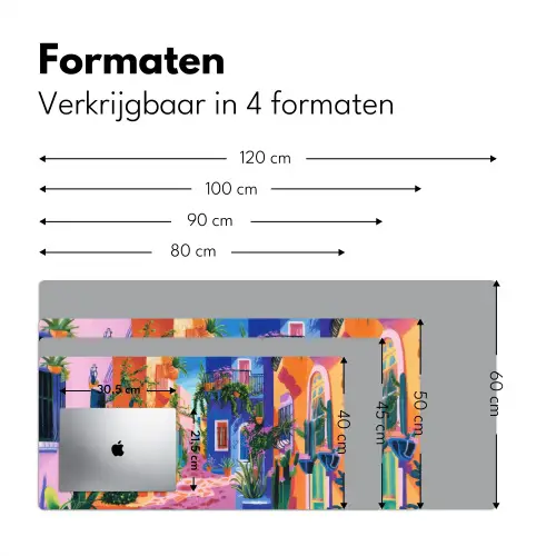 Geel - Blauw - Oranje - Huis Muismat XXL klein -sfeer5