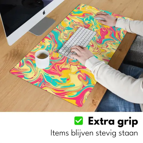 Geel - Roze - Blauw - Retro Muismat XXL klein -sfeer3