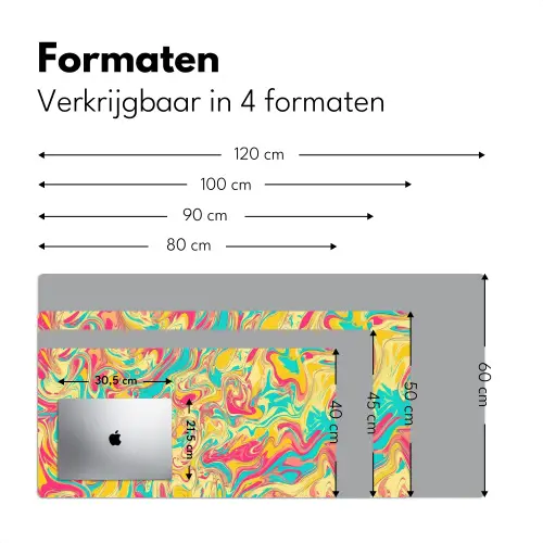Geel - Roze - Blauw - Retro Muismat XXL klein -sfeer5