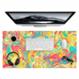 Geel - Roze - Blauw - Retro Muismat XXL klein -3d